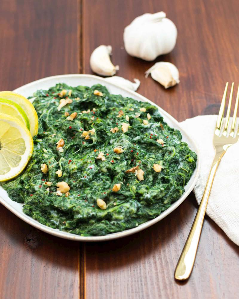 Easy creamy vegan spinach side dish